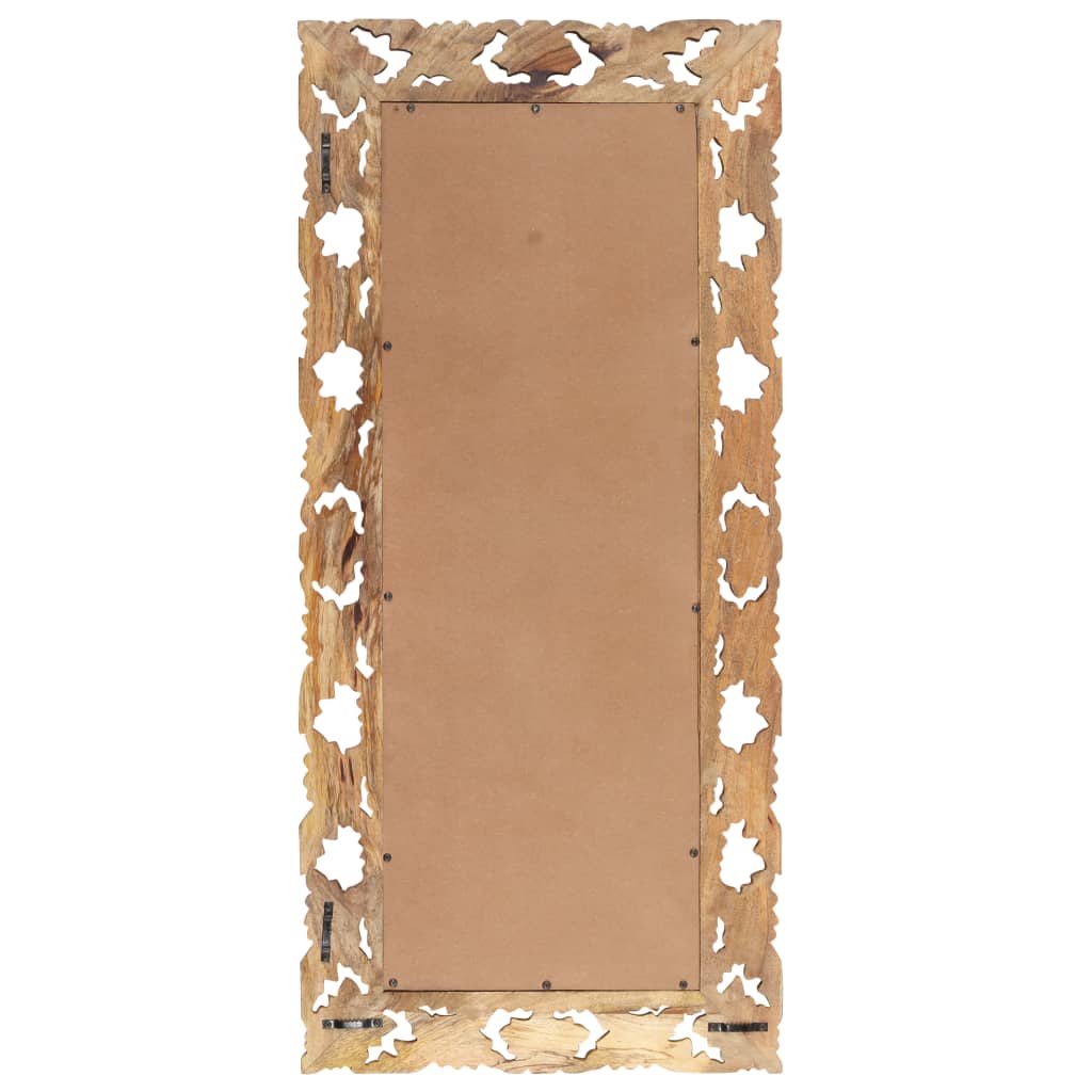 Specchio Intagliato a Mano 110x50 cm in Legno Massello di Mango | homemem39