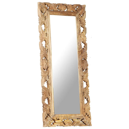 Specchio Intagliato a Mano 110x50 cm in Legno Massello di Mango | homemem39