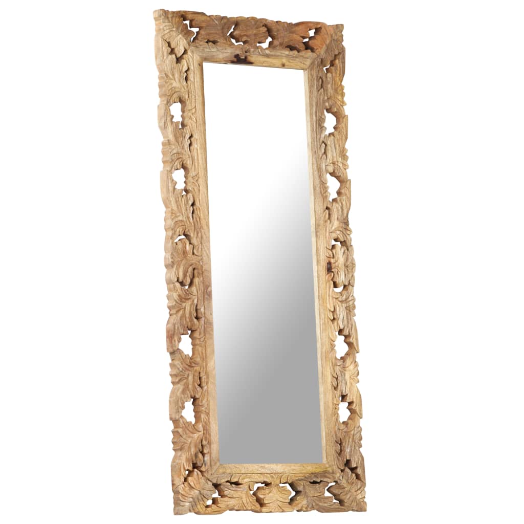 Specchio Intagliato a Mano 110x50 cm in Legno Massello di Mango | homemem39
