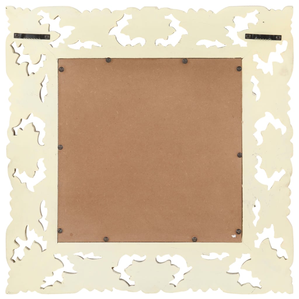 Specchio Intagliato a Mano Bianco 50x50 cm in Massello di Mango | homemem39