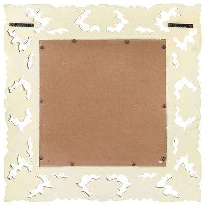 Specchio Intagliato a Mano Bianco 50x50 cm in Massello di Mango | homemem39