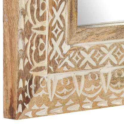 Specchio Intagliato a Mano 50x50x2,6 cm in Massello di Mango