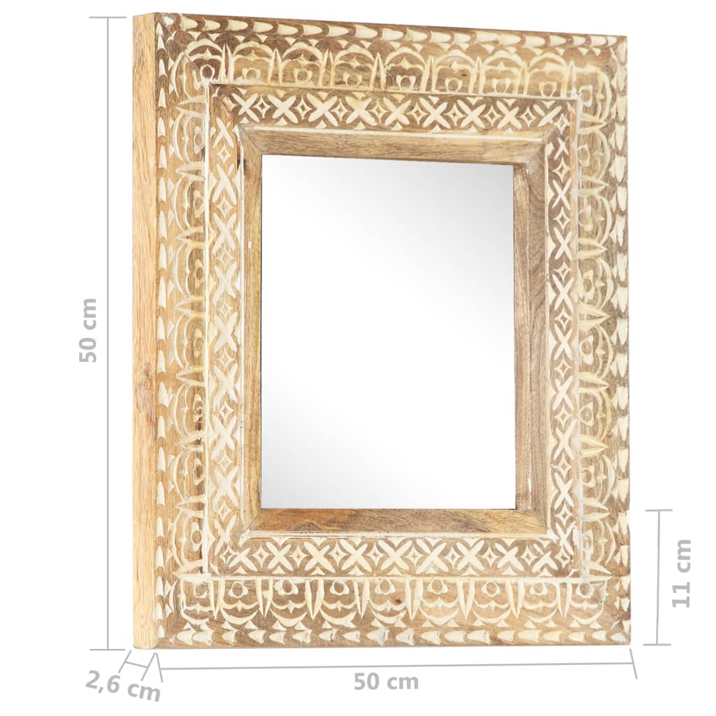Specchio Intagliato a Mano 50x50x2,6 cm in Massello di Mango | homemem39