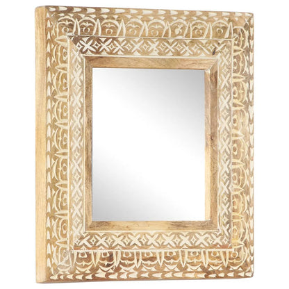 Specchio Intagliato a Mano 50x50x2,6 cm in Massello di Mango | homemem39