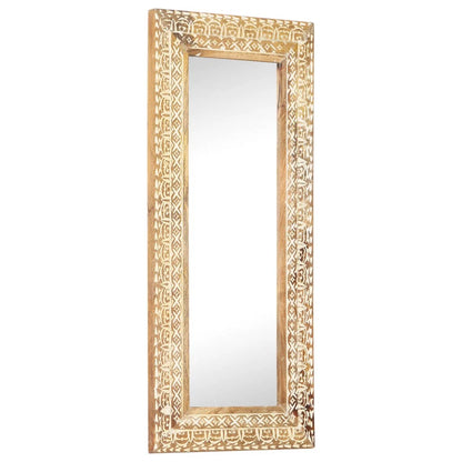 Specchio Intagliato a Mano 110x50x2,6 cm in Massello di Mango