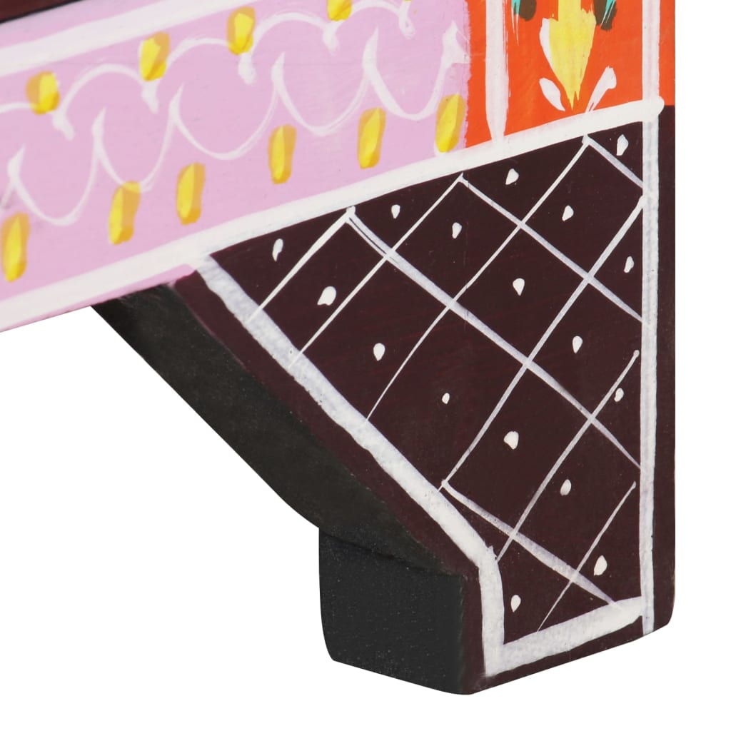 Comodino Dipinto a Mano 40x30x50 cm in Legno Massello di Mango