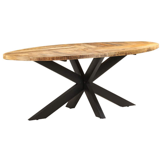 Tavolo da Pranzo Ovale 200x100x75cm in Massello di Mango Grezzo