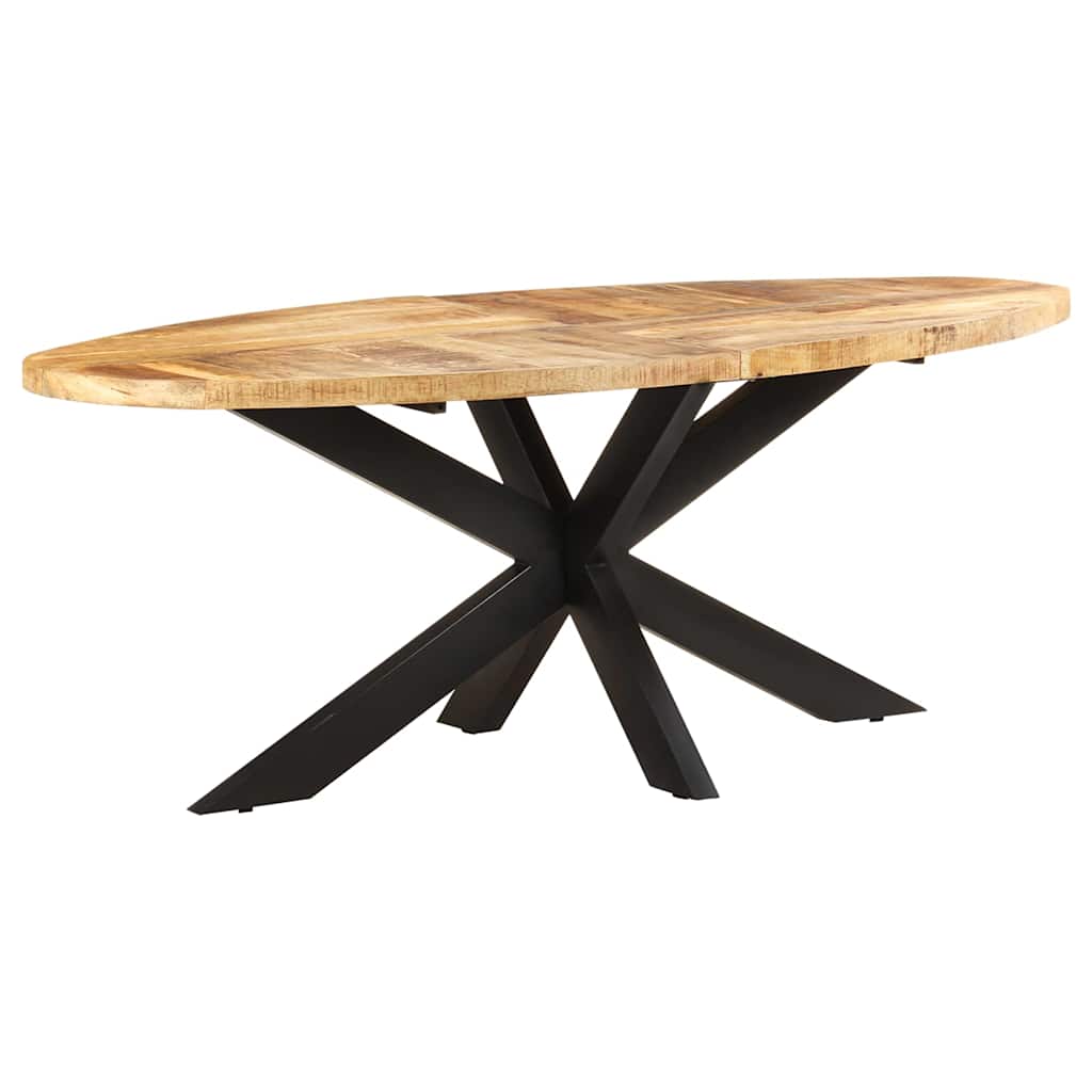 Tavolo da Pranzo Ovale 200x100x75cm in Massello di Mango Grezzo | homemem39