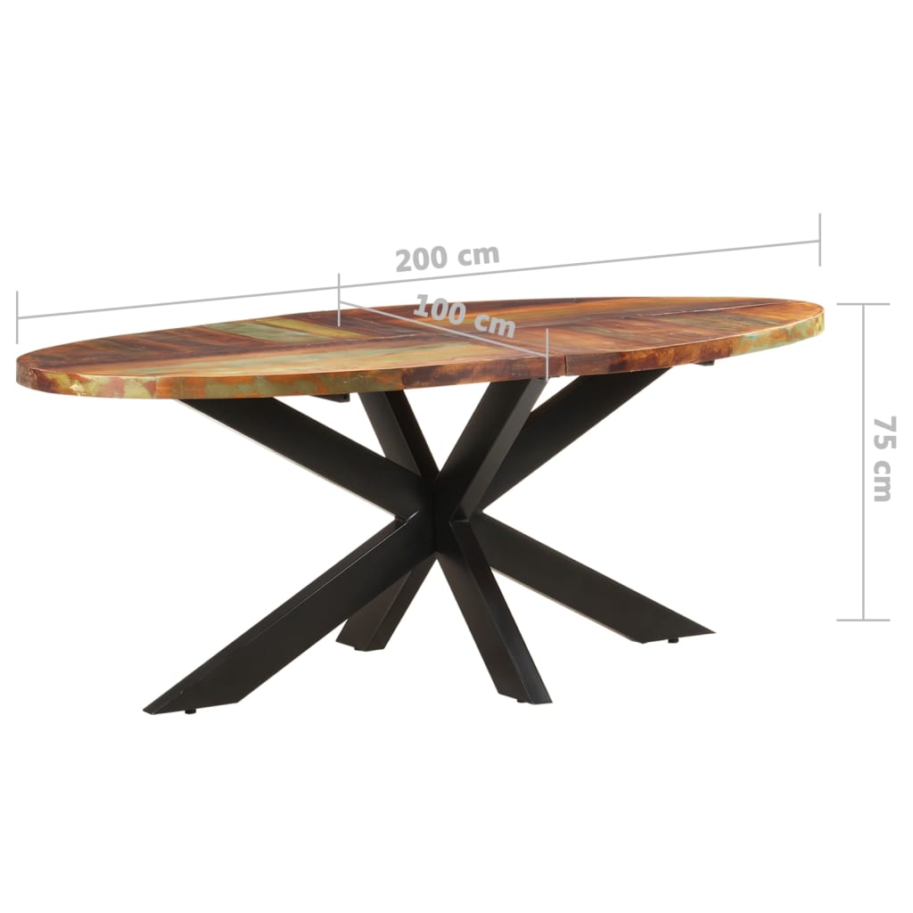 Tavolo da Pranzo 200x100x75cm in Legno Massello di Recupero
