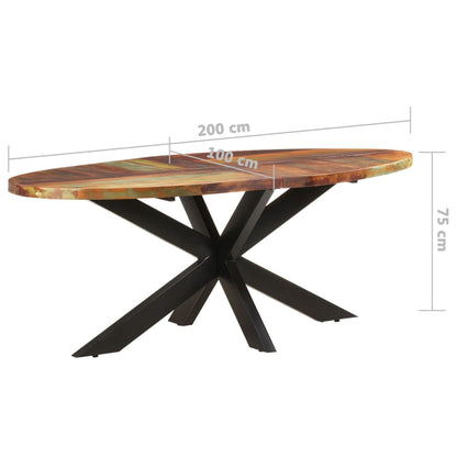 Tavolo da Pranzo 200x100x75cm in Legno Massello di Recupero