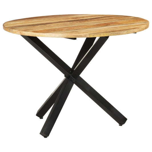 Tavolo da Pranzo Rotondo 100x100x75 cm Massello di Mango Grezzo