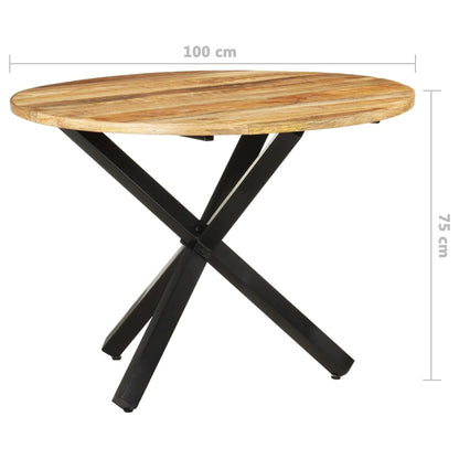 Tavolo da Pranzo Rotondo 100x100x75 cm Massello di Mango Grezzo - homemem39