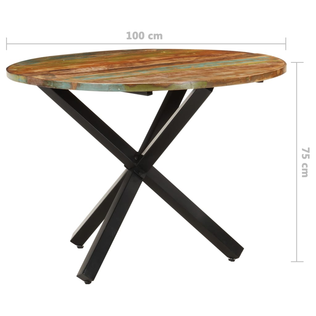 Tavolo da Pranzo Rotondo 100x100x75 cm Massello di Recupero - homemem39