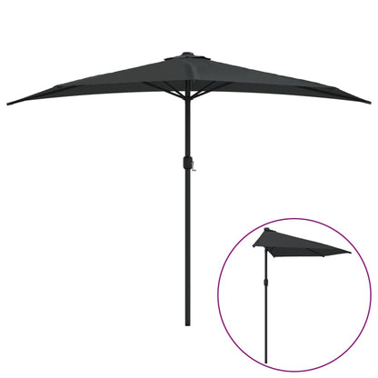 Ombrellone Balcone Palo in Alluminio Nero 300x155x223cm a Metà | homemem39