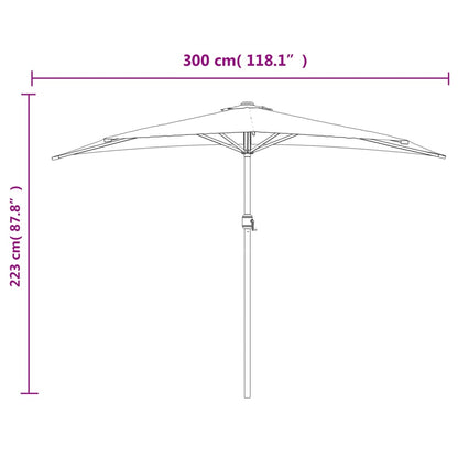 Ombrellone Balcone Palo in Alluminio Nero 300x155x223cm a Metà | homemem39