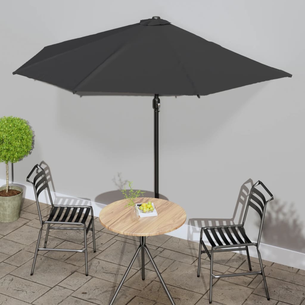 Ombrellone Balcone Palo in Alluminio Nero 300x155x223cm a Metà | homemem39