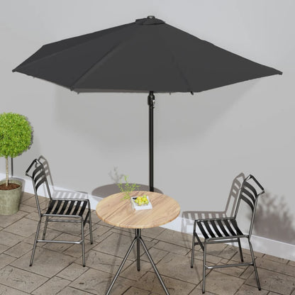Ombrellone Balcone Palo in Alluminio Nero 300x155x223cm a Metà | homemem39