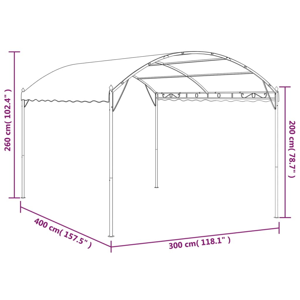 Gazebo 4x3x2,6 m Grigio Talpa 180 g/m² | homemem39