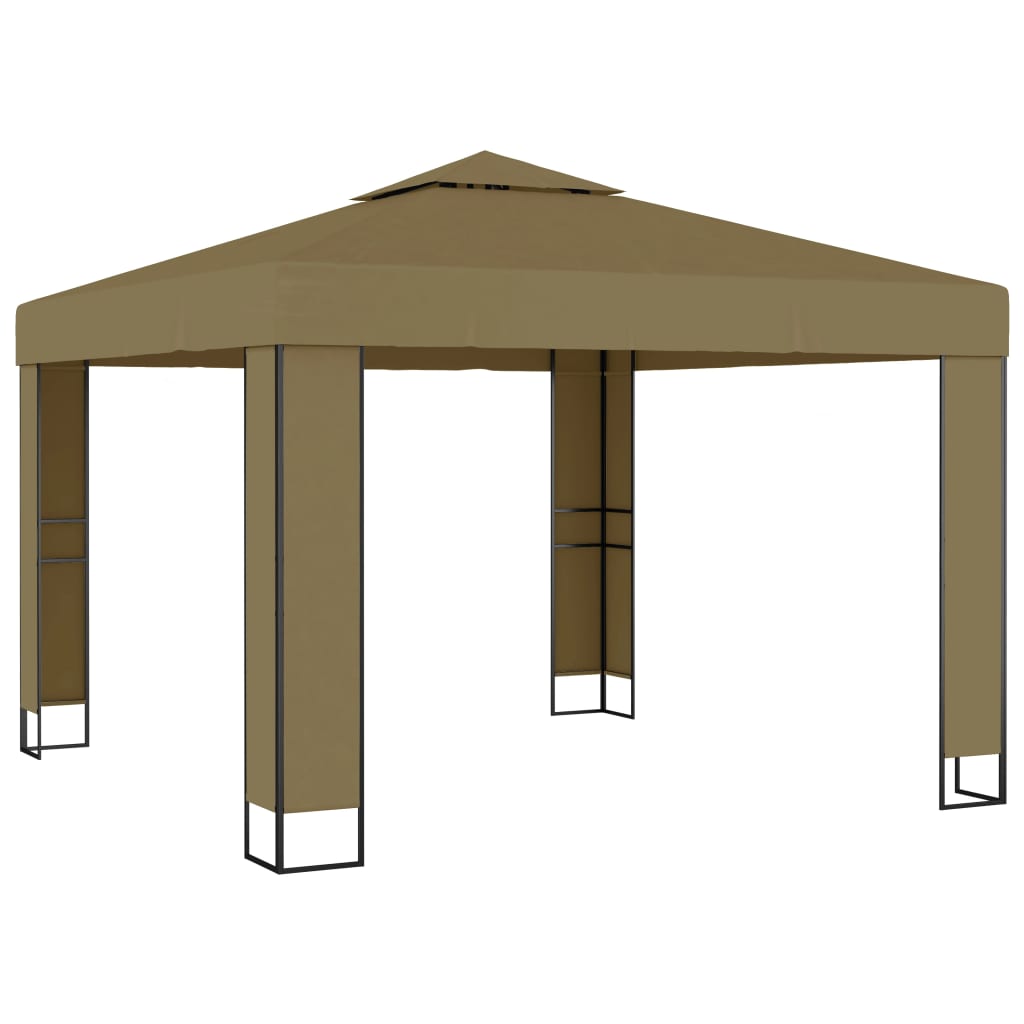 Gazebo con Tetto Doppio 3x3x2,7 m Grigio Talpa 180 g/m² | homemem39
