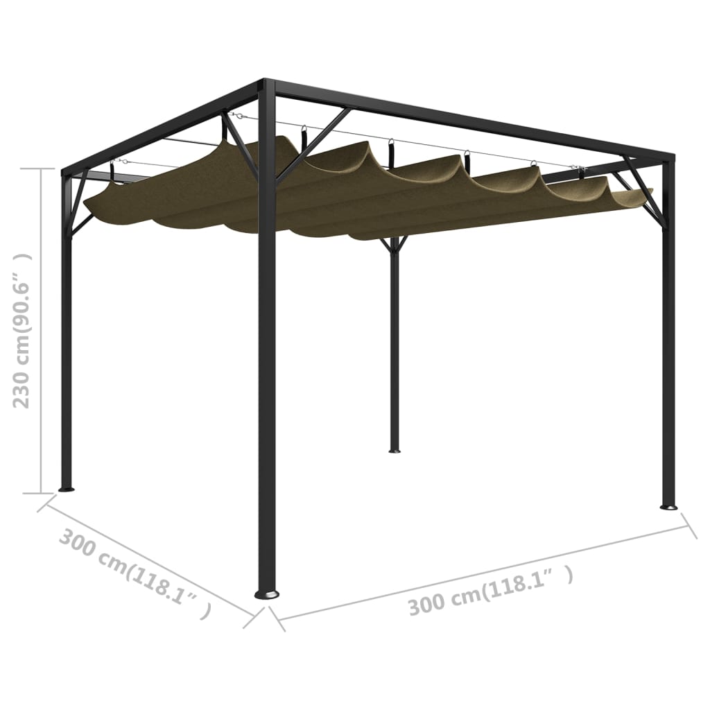 Gazebo da Giardino con Tetto Retrattile 3x3 m Talpa 180 g/m² - homemem39
