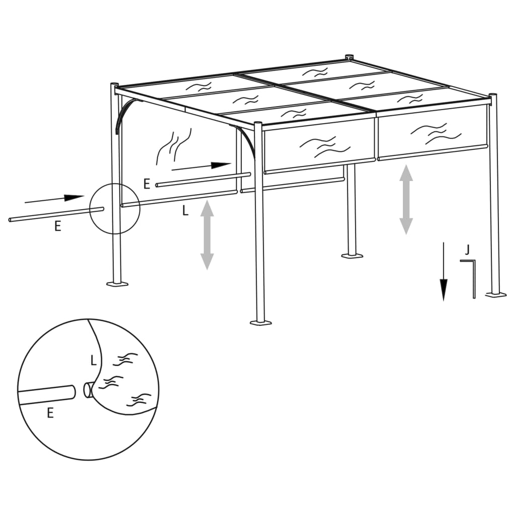 Gazebo da Giardino con Tetto Retrattile 3x3 m Talpa 180 g/m² | homemem39