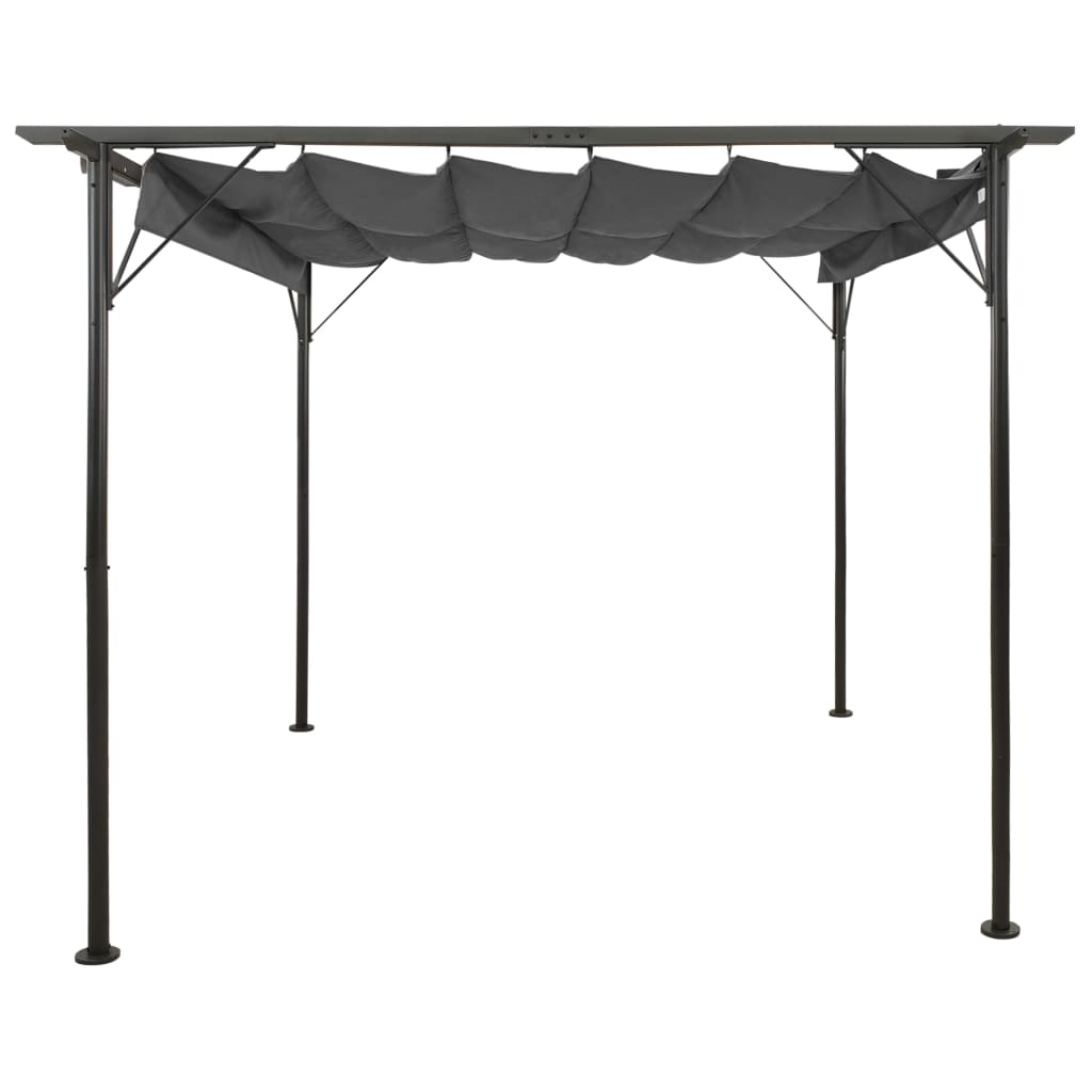 Pergola con Tetto Retrattile Antracite 3x3m in Acciaio 180 g/m² - homemem39