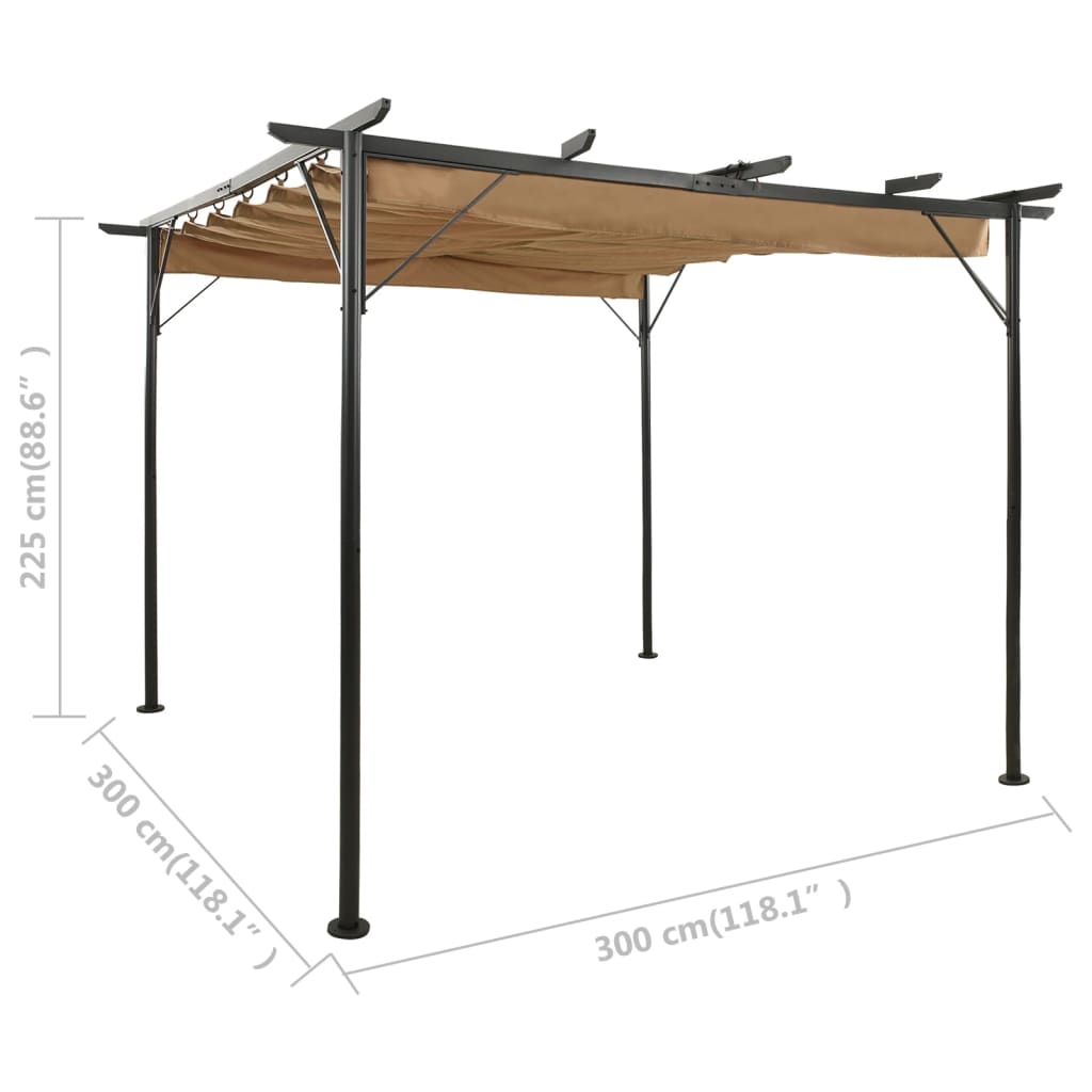 Pergola con Tetto Retrattile Talpa 3x3m in Acciaio 180 g/m² - homemem39