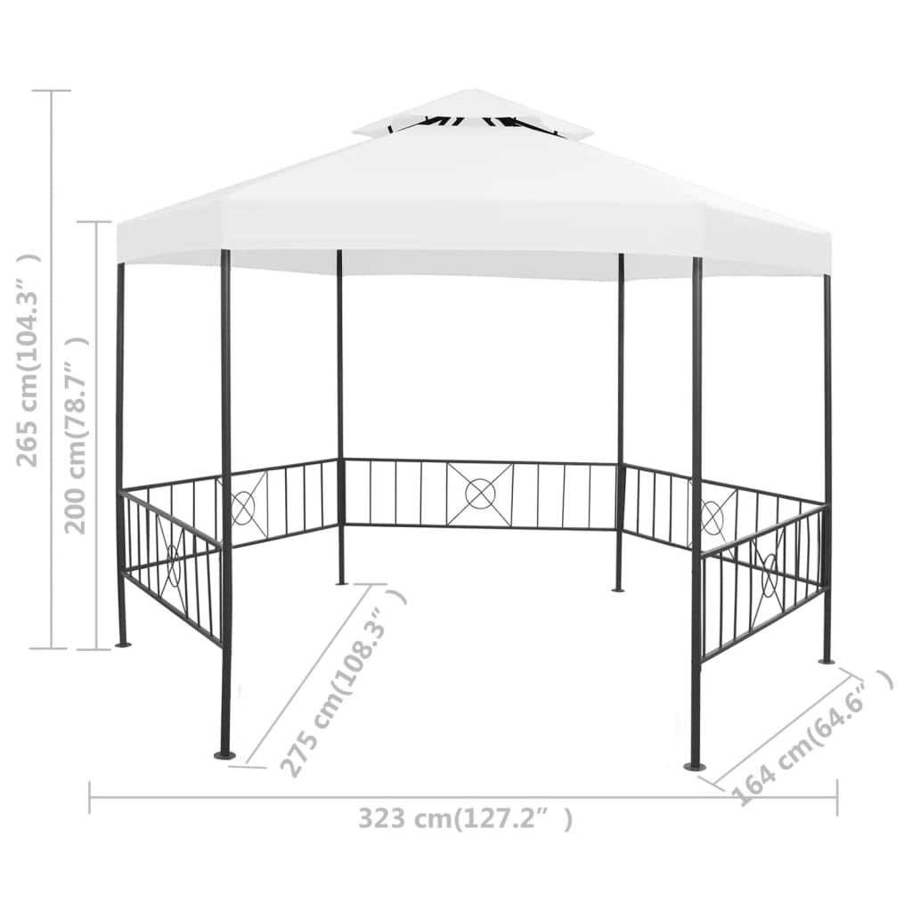 Gazebo da Giardino 323x275x265 cm Bianco 180 g/m² | homemem39