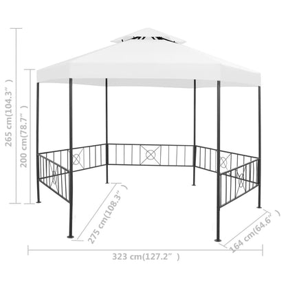 Gazebo da Giardino 323x275x265 cm Bianco 180 g/m² | homemem39