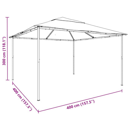 Gazebo da Giardino 4x4x3 m Bianco 180 g/m² | homemem39