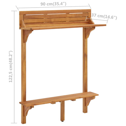 Tavolo da Bar da Balcone 90x37x122,5 cm in Massello di Acacia - homemem39