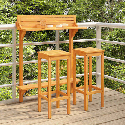 Set da Bar da Balcone 3 pz in Massello Acacia