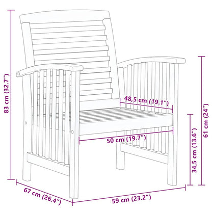 Sedie da Giardino 2 pz in Legno Massello d'Acacia - homemem39