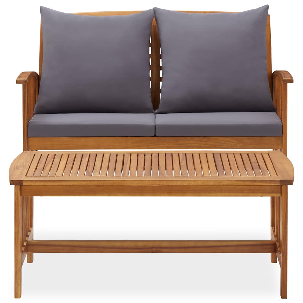 Set Divani da Giardino 2 pz con Cuscini in Massello di Acacia