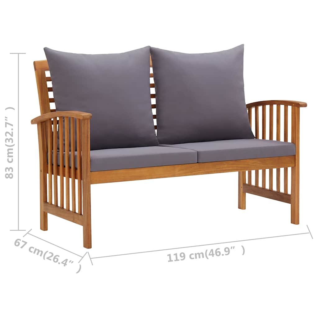 Set Divani da Giardino 2 pz con Cuscini in Massello di Acacia