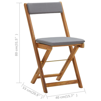 Set da Bistrot 3 pz Pieghevole con Cuscini Massello di Acacia - homemem39