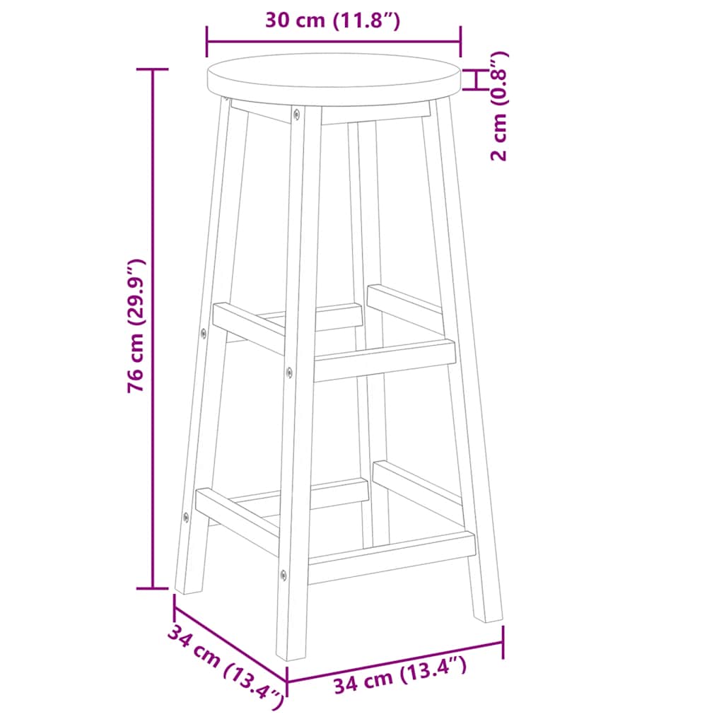 Sgabelli da Bar 4 pz in Legno Massello di Acacia