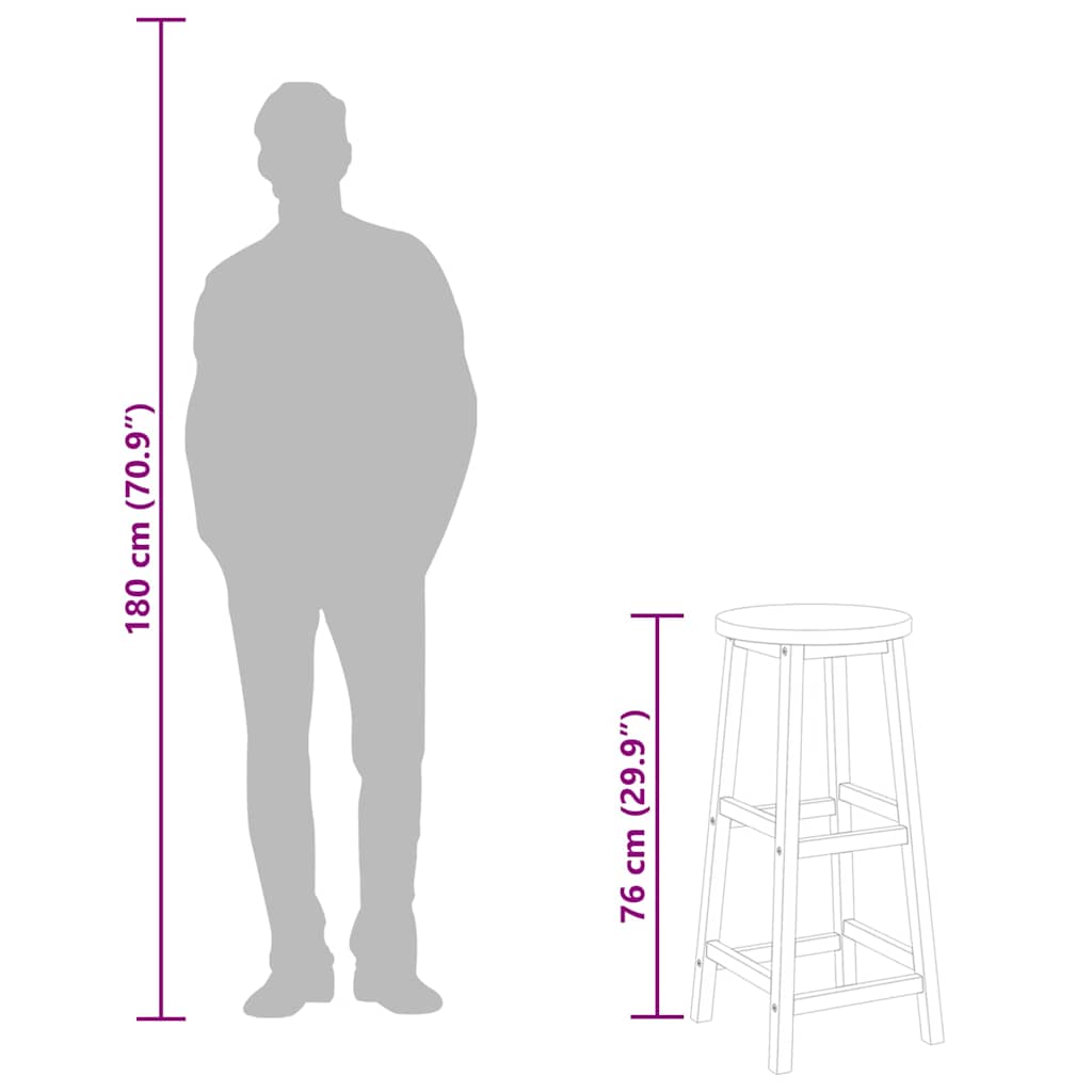 Sgabelli da Bar 4 pz in Legno Massello di Acacia