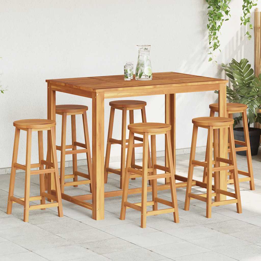 Sgabelli da Bar 6 pz in Legno Massello di Acacia | homemem39