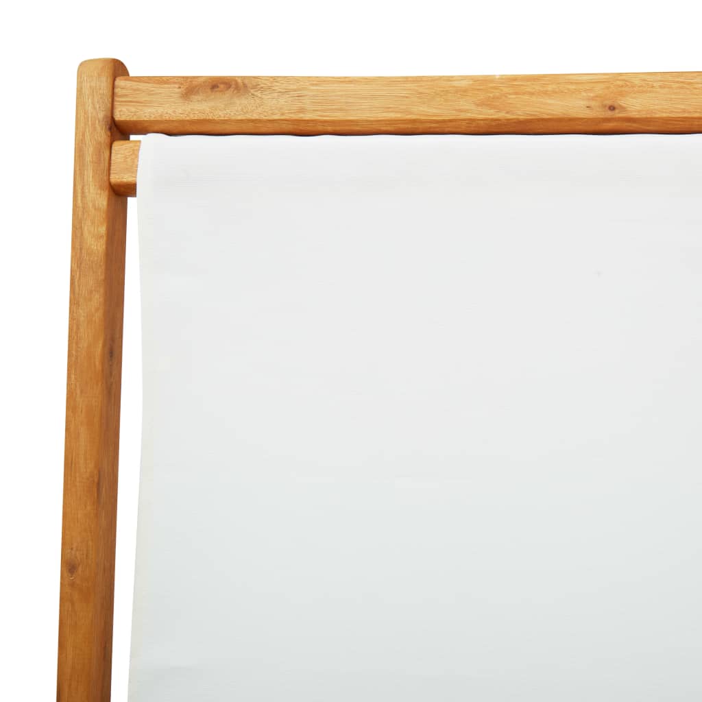 Sedia da Spiaggia Legno di Eucalipto e Tessuto Bianco Crema | homemem39
