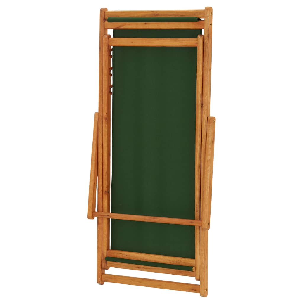 Sdraio Pieghevole in Legno di Eucalipto e Tessuto Verde | homemem39