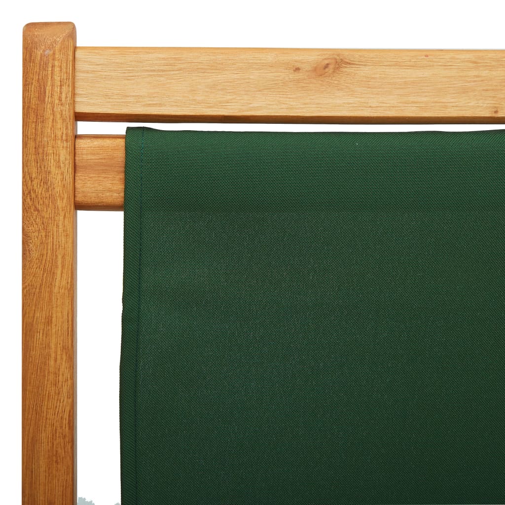 Sdraio Pieghevole in Legno di Eucalipto e Tessuto Verde | homemem39