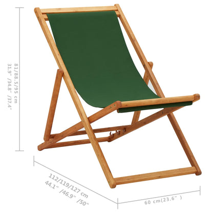 Sdraio Pieghevole in Legno di Eucalipto e Tessuto Verde | homemem39