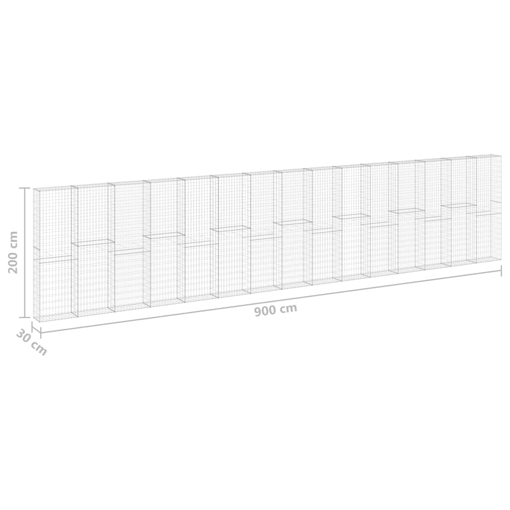 Gabbione in Acciaio Zincato Coperto 900x30x200 cm | homemem39