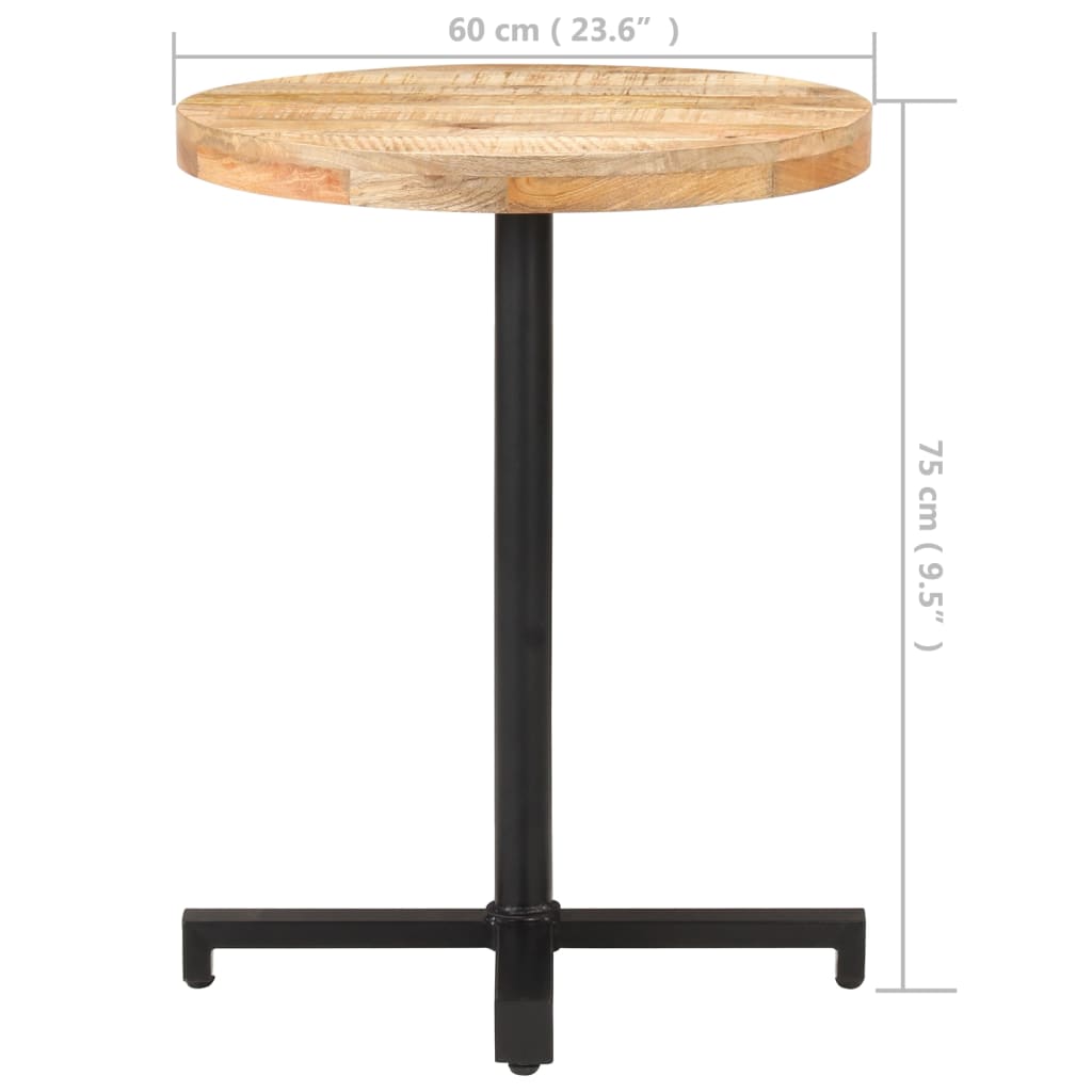 Tavolino da Bistrot Rotondo Ø60x75 cm in Legno di Mango Grezzo - homemem39
