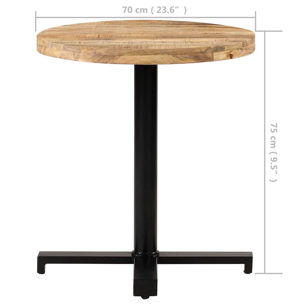Tavolino da Bistrot Rotondo Ø70x75 cm in Legno di Mango Grezzo