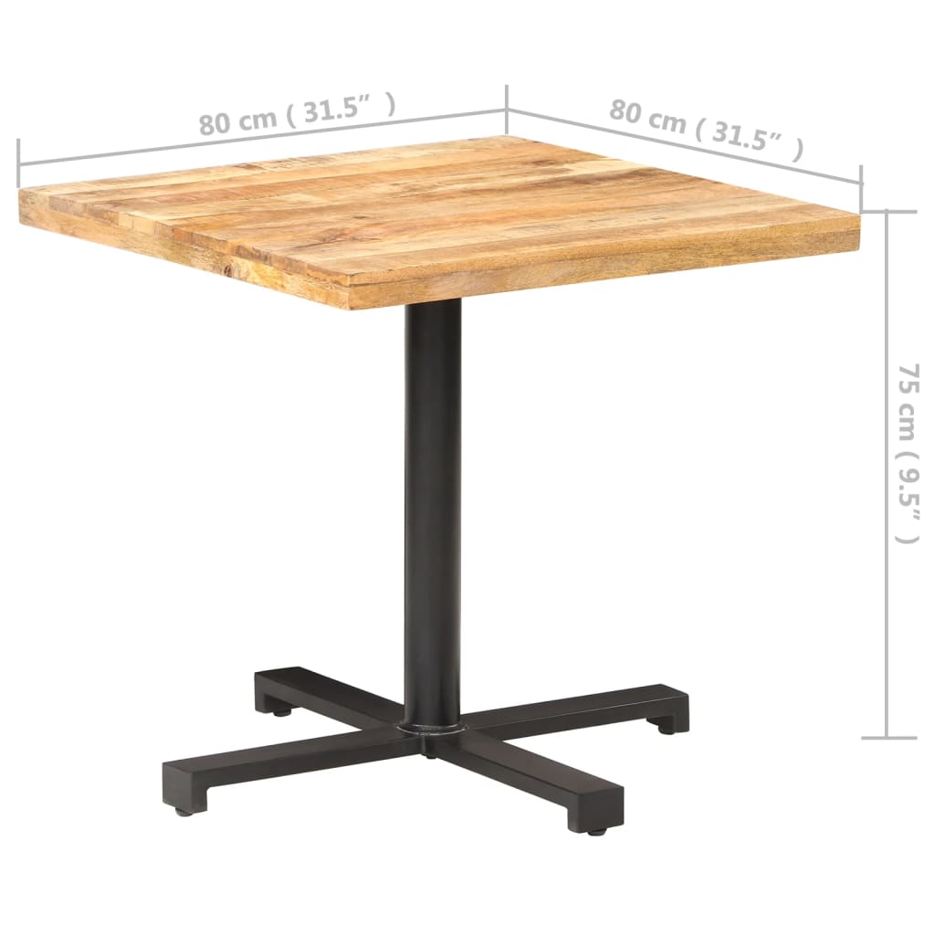 Tavolino da Bistrot Quadrato 80x80x75 cm Legno di Mango Grezzo | homemem39