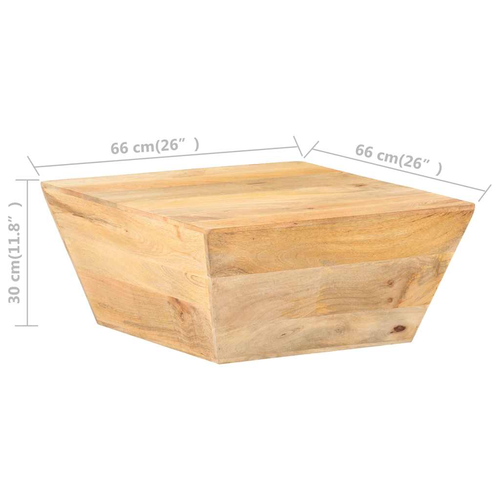 Tavolino Salotto a Forma di V 66x66x30 cm Legno Massello Mango