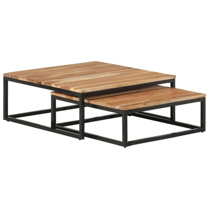 Tavolini da Salotto Impilabili 2 pz Legno Massello di Acacia | homemem39