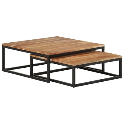 Tavolini da Salotto Impilabili 2 pz Legno Massello di Acacia | homemem39